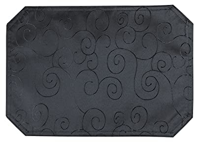 Haus und Deko Platzset 35 x 50 cm Schwarz Tischset Struktur Damast Circle, bügelfrei fleckenabweisend Platzdeckchen, abwaschbar abwischbar Untersetzer Tischsets
