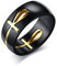 OIDEA Herren Ankh Kreuz Ring: Vintage Kreuz Schwarz Ring Abnehmbare Bandring Retro Religiöse Band Ring Schmuck Geschenk für Männer Freund Vater Größe 62