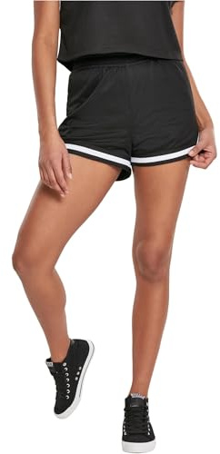 Urban Classics Damen Ladies Stripes Mesh Hot Pants Shorts, per Pack Schwarz (Black 00007), W(Herstellergröße: 5XL)