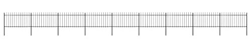 vidaXL Gartenzaun mit dekorativen Speerspitzen Schmuckzaun Metallzaun Zaun Zaunelemente Stahlzaun Gitterzaun Zaunfeld Tor Stahl 15,3x1m Schwarz