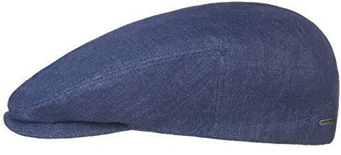 Stetson Just Linen Flatcap Damen Herren Made in EU 100% Leinen Baumwolle gefüttert Frühling Sommer blau 55 cm