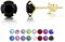 DTPsilver - Boucles d'oreilles/Clous en Argent Fin 925 Plaqué Or Jaune et Cristaux de Swarovski® Elements Ronds - Diamètre: 6 mm - Couleur: Noire