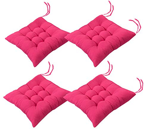 AIITLLYNA Lot de 4 Coussins de Chaise 40 x 40 cm,Coussins de Chaises Carrés,Différents Coloris pour Jardin terrasse Salle à Manger (Rose Rouge)