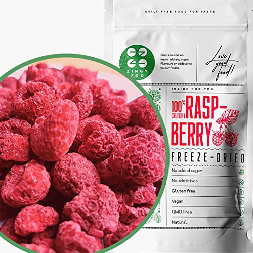 Frambuesas Liofilizadas | Crunch Frambuesa Deshidratada | Freeze Dried Fruit Raspberry | Liofilizado Frambuesas Frescas | Fruta Liofilizada Puedes Hacer un Bocadillo de Frutas con Fresa (90g)