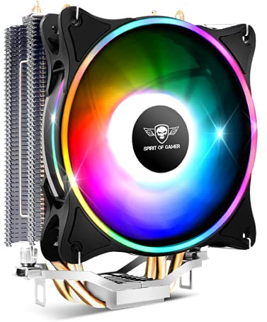 Spirit Of Gamer - AIRCOOLER 120 MM ARGB - Lüfter gekühlt für Intel und AMD Prozessoren - RGB Hintergrundbeleuchtung adressierbar 3 Pin / 5 Volt - 120 mm PWM Lüfter - Aluminium Kühlkörper