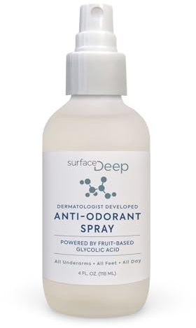 Surface Deep Natural Spray Deodorant for Men/Women, Anti-Odorant, Natural Spray Deodorant for Women and Men, Aluminum Free, Alcohol Free, Cruelty Free. Dermatologist Developed.