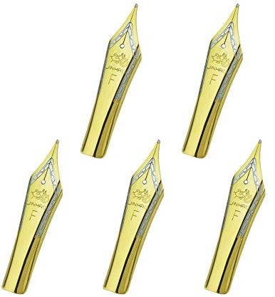 Jinhao Fountain Pen Spare Fine Nibs, 5 PCS Golden Color Set, Fit Jinhao 159, 450, 750 Fountain Pen
