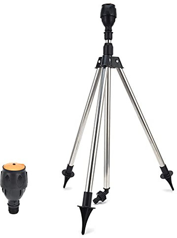 Mumusuki Aspersor de riego de pie, aspersor Giratorio automático con trípode Boquilla de riego de 360 Grados para riego agrícola de jardín