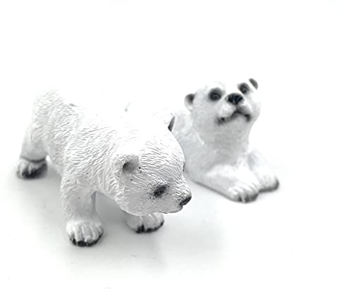 Onwomania Polyresin Figur Eisbär zweifach Polarbär Bär Tier Dekofigur aus Polyresin Weiß 7 cm