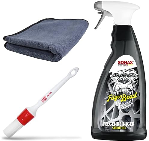 ADVANTUSE Felgenreinigungs-Set Felgenreiniger mit Zubehör Pinsel + Sonax Felgenbeast + Tuch