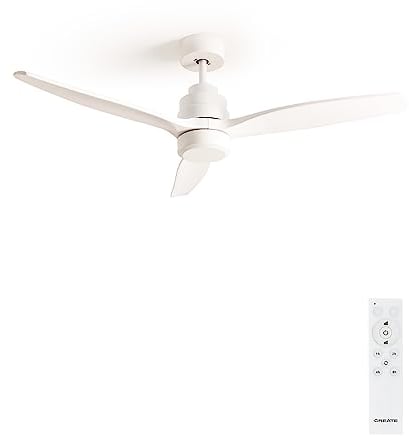 CREATE / WINDSTYLANCE DC/Ventilador de techo blanco con mando / 40W, Silencioso, Ø132 cm, 6 velocidades, temporizador, verano-invierno, doble altura, motor DC