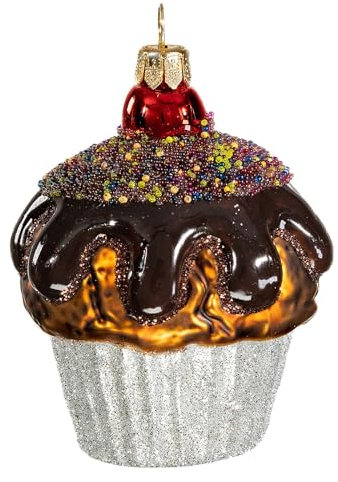 Holyart Schoko-Muffin, Weihnachtsbaumschmuck aus mundgeblasenem Glas