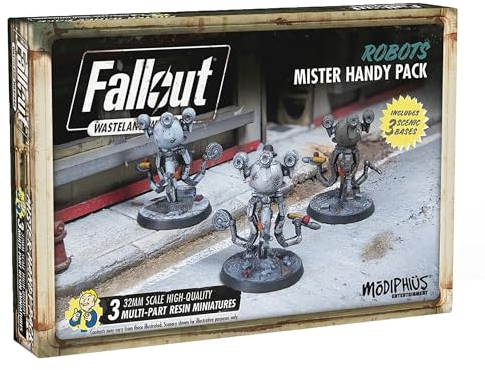 Modiphius Entertainment | Fallout Wasteland Warfare | Robots: Mister Handy Pack | Miniatures | Unpainted