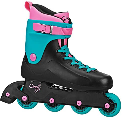 Roller Derby Elite Candi GRL South Beach Rollers en Ligne moulés, Noir/Vert/Rose (Rocki Pop), Pointure H41/F40