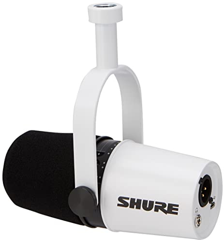 Shure MV7 (Limited Edition) USB/XLR Dynamic Microphone for Gaming, Podcasting, Recording & Streaming, Built-In Headphone Output, Voice-Isolating Technology, TeamSpeak & Zoom Certified - White Noir