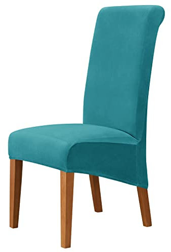 Große Stuhlhussen Samt Plüsch Für Esszimmerstühle, XL Stuhlbezug Stretch Hoher Rücken Schonbezüge Für Stuhl, Stuhlschutzbezüge Set Für Hochzeit (Turquoise,2 PCS)