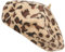 TZ Promise Französische Baskenmütze für Damen, einfarbig, einfarbig, Wolle, Klassische traditionelle Künstlermütze, Leopard, Einheitsgröße