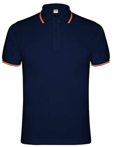 Polo Azul Marino de Caballero con Bandera DE ESPAÑA EN EL Cuello Y Espalda. Polo Nacional (L)