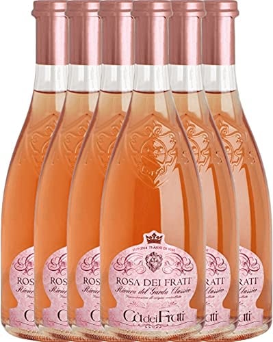 VINELLO 6er Weinpaket Rosé - Rosa dei Frati DOC 2021 - Cà dei Frati mit einem VINELLO.weinausgießer | 6 x 0,75 Liter