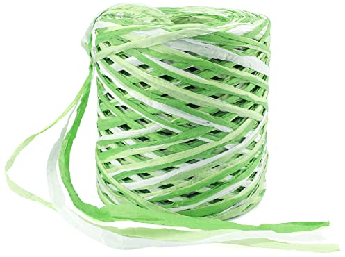 G2PLUS 160 M Bast Band, 3 Ply Handwerk Raffia Paper Schnur, Craft Verpackung Papier Bindfäden für Basteldekoration, Geschenkverpackung, Weben, Bündeln (Weiß+Gras-Grün+Grün)
