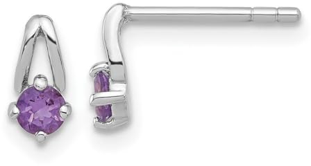 Ohrringe aus 925er Sterlingsilber, rhodiniert, 0,2 Uhr Amethyst, Maße: 7,79 x 3,69 mm breit, Schmuck für Damen, One Size, Edelstein Metall Amethyst Edelstein Metall, Amethyst