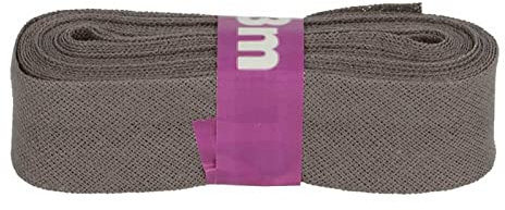 Schrägband 3m x 20mm Baumwolle gefalzt 60 Farben Einfassband Saumband, Farbe:002 platingrau