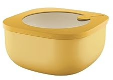 Guzzini - Kitchen Active Design, STORE&MORE BIO, Contenitore Ermetico Basso per Frigo/Freezer/Microonde (M) - Giallo Mango, 16 x16 x h7,8 cm | 975 cc - 170720236