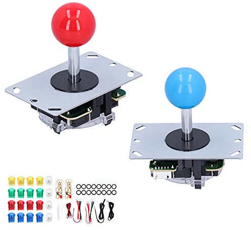 Zunate 2 Player LED Arcade Buttons + 2 Joystick + 20 X LED Light Arcade Buttons Set Arcade Game DIY Parts Game Controller Kits