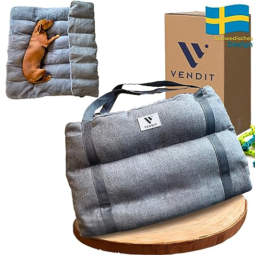 Vendit Orthopädische Hundedecke für unterwegs [Tragbar & Faltbar] Ergonomisches Design | Hundekissen | Hundematte | waschbar, Outdoor, flauschig [New Version 2023]