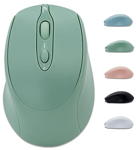 Dolrso Ratón Bluetooth, mouse inalámbrico recargable para laptop/iPad/MacBook Pro/Air, mouse silencioso portátil delgado para Surface Pro/PC/Lenovo/Samsung Tablet (verde claro)