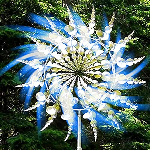 Einzigartige und magische Metallwindmühle, 3D Kinetic Wind Spinner mit Gartenstab, magische kinetische Metallskulptur mit Windfänger, Dekoration für Hof und Terrasse des Gartens