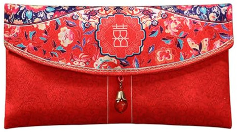 ABOOFAN Hochzeit Roter Umschlag Geld Rot Hong Bao Geldhalter Rote Umschläge Chinesisch Schicke Umschläge Hong Bao Zur Hochzeit Rote Tasche Chinesischer Stil Braut Stoff Geschenkkarte
