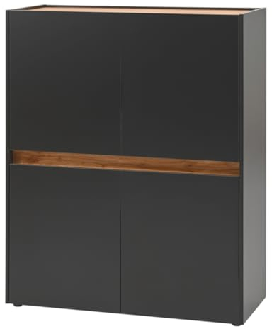 Furn.Design Highboard Kommode in Eiche Wotan Holz und grau matt modern Sideboard Wohnzimmer Esszimmer Schrank Mehrzweckschrank 100 x 120 cm Center (Highboard)