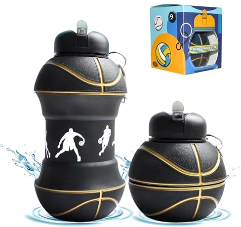 CODiLLO Borraccia, Botella plegable para niños de silicona sin BPA, idea de regalo (1 litro, cesta negra)