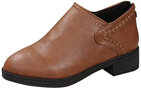 KKvoPiQ Pantaloni da pescatore con stivaletti da uomo per donna, tacchi bassi, alla moda, tacco spesso, stivali firmati slip-on, scarpe casual, cerniera posteriore, scarpe da donna eleganti anteriori
