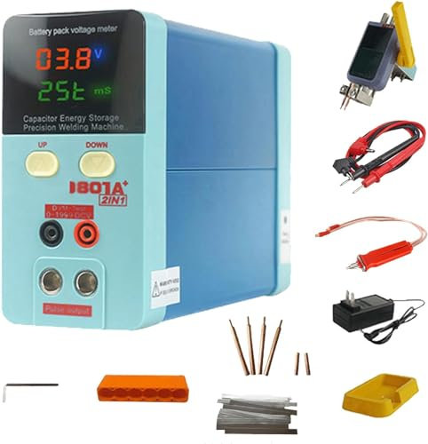 CHRISK Saldatrice per batterie al Litio 801A, saldatrice a Punti a Batteria, saldatrice a Punti a impulsi Portatile, Penna per Saldatura per Costruzione di batterie al Litio
