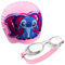 Disney Occhialini da Nuoto per Bambini - Set Occhialini da Piscina Anti-Appannamento e Cuffia Nuoto (Rosa Stitch Angel, 6-14 Anni)