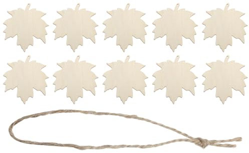 sourcing map 10 Pcs Wooden Thanksgiving Ornaments Paintable Wooden Maple Leaf Crafts for DIY Party Wedding Crafts Hanging Decorations