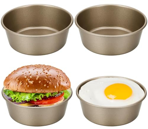 Gehanico Moldes para freidoras de huevos, antiadherentes, reutilizables, redondos, de acero al carbono, moldes para pasteles, freidora de aire, moldes para hornear pasteles para freidora de aire,