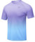 Huayuzh Herren UV Shirt Rashguard T-Shirt Schwimm Shirt Schnelltrocknend Leicht Atmungsaktiv Surfen Angeln Wandern Top Lila Farbverlauf Himmelblau M