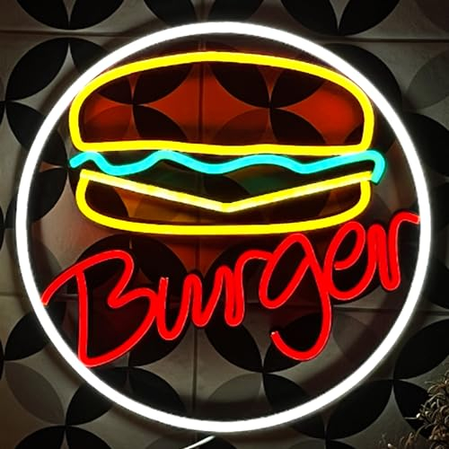 Ulalaza LED-Schild, Snack-Neonschilder, Lebensmittel-LED-Leuchten, Shop, Wanddekoration, Popcorn-Lampen, Pizza, Burger, Tacos, Dekoration, Licht, USB-Helligkeit einstellbar