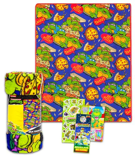 Teenage Mutant Ninja Turtles Überwurfdecken-Set – Teenage Mutant Ninja Turtles Überwurfdecke, TMNT-Aufkleber, mehr für Jungen und Mädchen (Größe 101,6 x 127 cm)