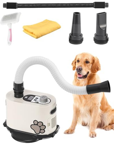 Mxmoonant Soffiatore per cani in piedi da 2800 W con tubo di supporto, libera le mani e rassicura il tuo cane, controllo continuo della velocità, regolabile a caldo e freddo, con Bruch e asciugamano