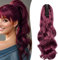 Gairyan 50cm Pferdeschwanz Haarteil Zopf Lang Lockige Claw Clip in Ponytail Extension Synthetik Haare Gewellt Haarverlängerung für Frauen (Weinrot)