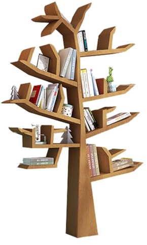 RTAKG Solid Wood Tree Bookshelf, Wall Mounted Storage Rack for Display Of CDs,Books, Utility Organizer Shelves for Living Room,Bedroom, Office, Easy Assembly