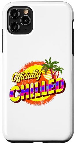 iPhone 11 Pro Max Cool Retro Vintage Style 'Officially Chilled' Decal Vacation Case