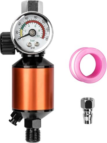YUZES 1/4 NPT Air Compressor Filter Regulator Combo, with Drain Valve and Gauge for Paint Spary Gun (Maximum pressure 140psi)