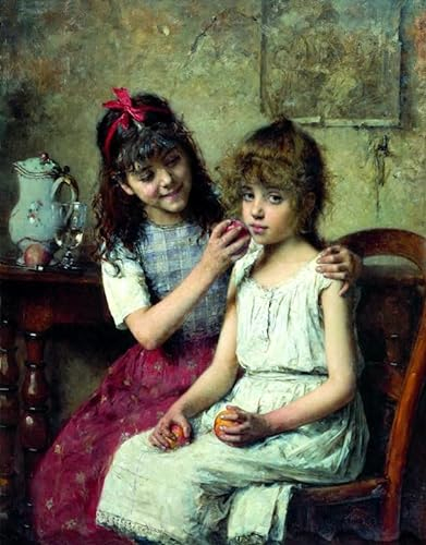 HCOTZHPY Berühmtes Gemälde Leinwand Bilder Kunstdrucke Abstrakt Poster Freunde von alexei Alexeivich Harlamoff Moderne Farbposter für Wohnzimmer 60x90cm