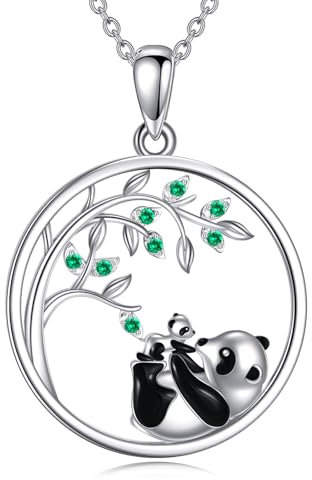 YFN Panda Necklace 925 Sterling Silver Mother and Daughter Necklace Tree Jewelry Gift for Women Mother