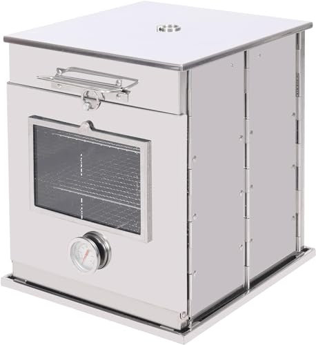 REDCAMP Estufa de camping plegable con parrilla de 3 niveles, horno de acero inoxidable para hornear, asar, cocinar al aire libre